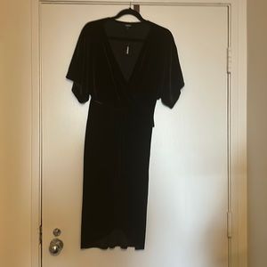 Express Women’s Velvet Faux Wrap Kimono Sleeve Dress - Size Small, Black